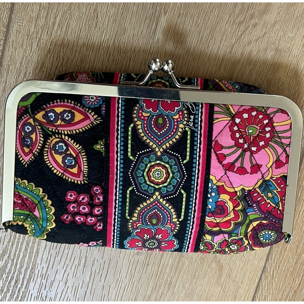 Vera Bradley Symphony in Hue Wallet Cosmetic Bag Clutch Kisslock‎ Tote EUC
